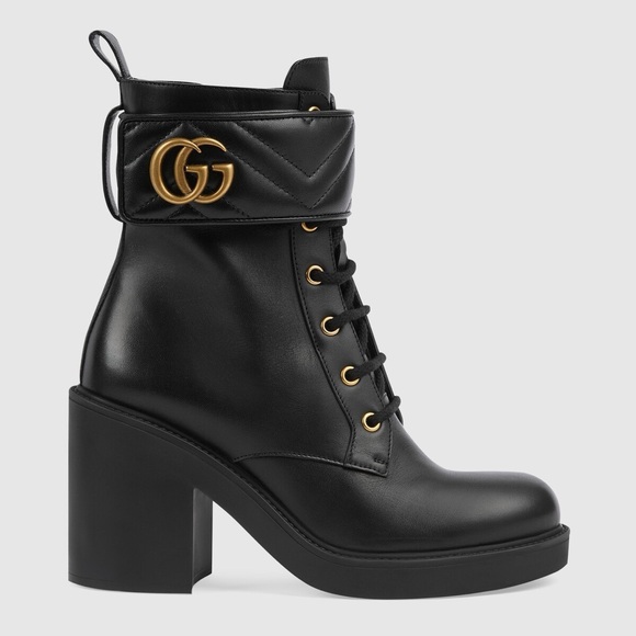 Gucci GG Strap Matelasse Quilted Leather Ankle Boots Black 35.5 - Picture 1 of 6
